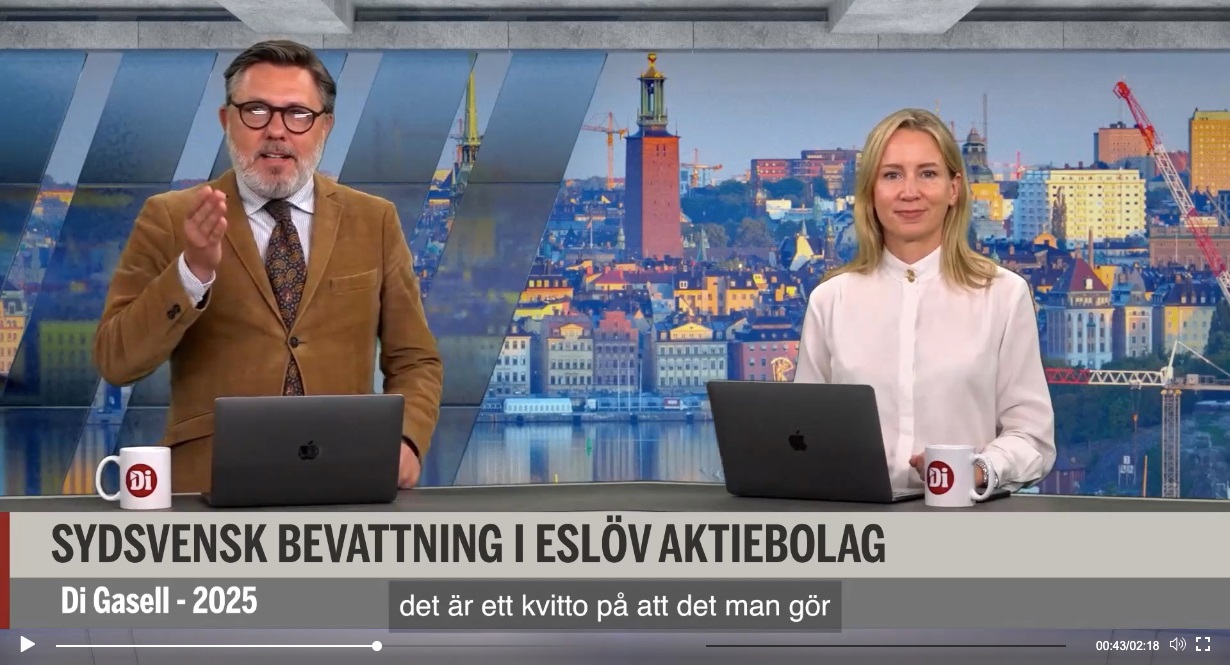 Featured image for “Sydsvensk Bevattning utsedd till Årets Di Gasellföretag 2025”